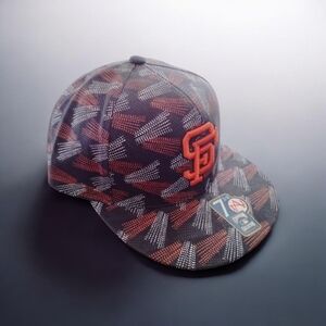 American Needle Exclusive Black and Orange Patterned Fitted Hat